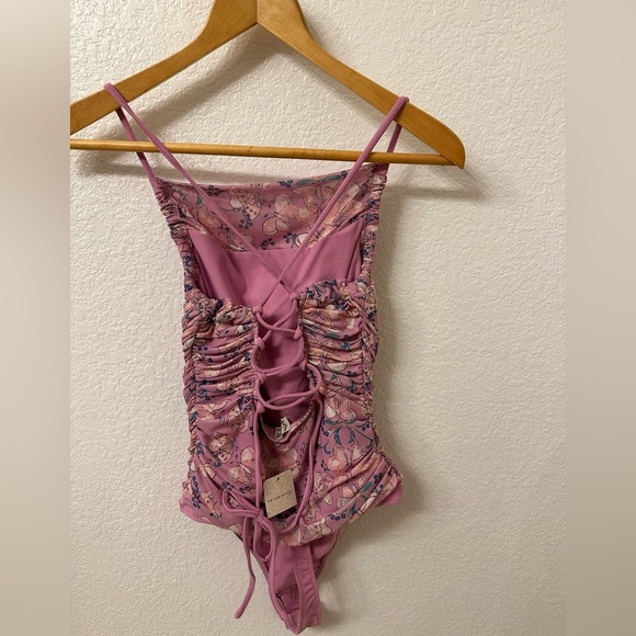 NWT Free People Milkshake Mesh Butterfly Ruched Bodysuit - Picture 4 of 8